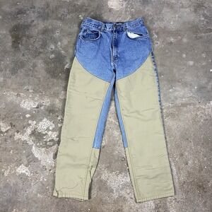 Cabela's Outdoor Gear Jeans 34x32 Blue Beige Denim Nylon Chap Front Hunting Pant